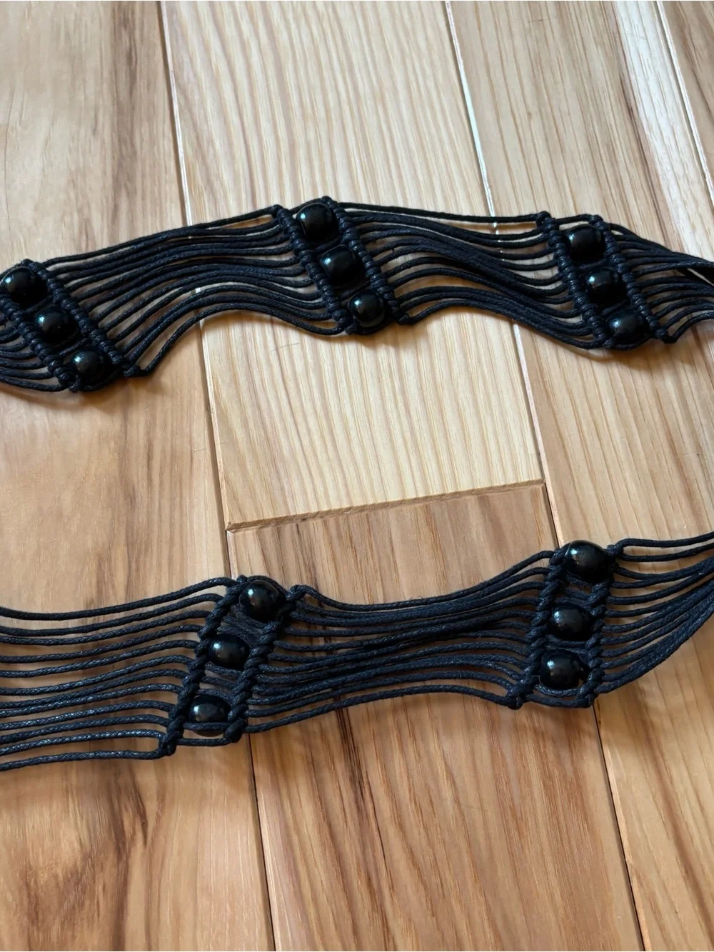 Y2K Black Boho Embellished Tie Belt